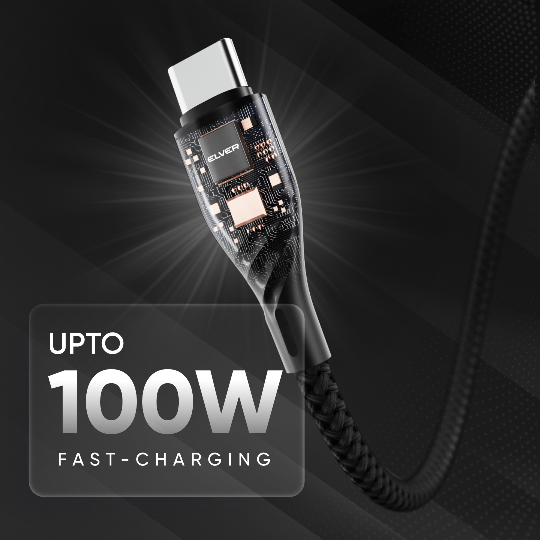 Elver USB-A to Type-C Cable | 1.2M Length, Upto 100w