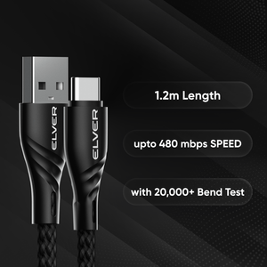 Elver USB-A to Type-C Cable | 1.2M Length, Upto 100w