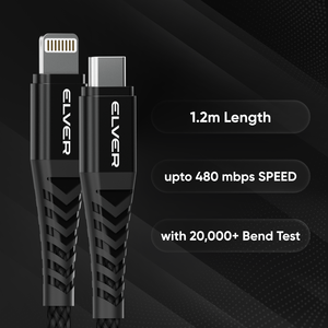 Elver USB-C to Lightning Cable | 1.2M Length, Upto 27W